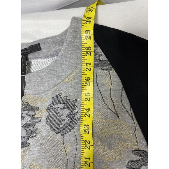 NWT BCBGMAXAZRIA Embroidered Tunic Sweatshirt French Terry Medium Heather Gray - Picture 9 of 16